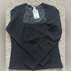 Chic Black Textured Top H&M NWT